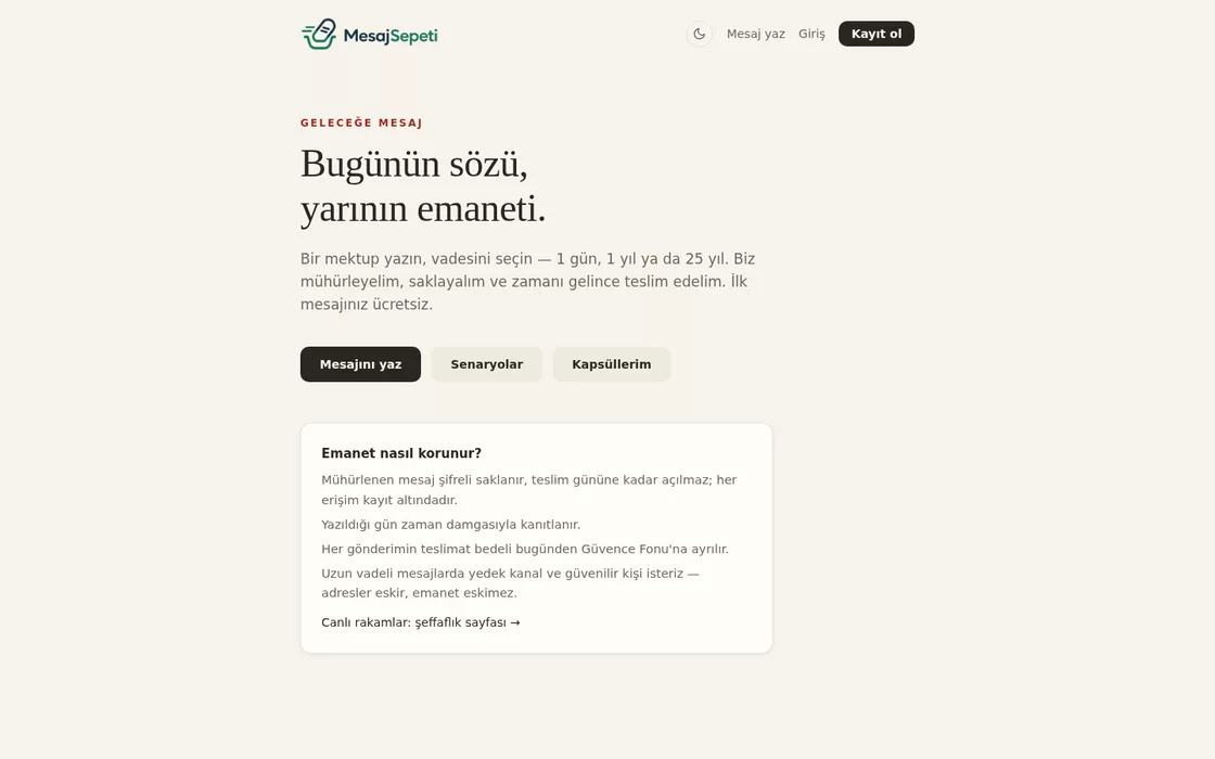 MesajSepeti — Emanet
